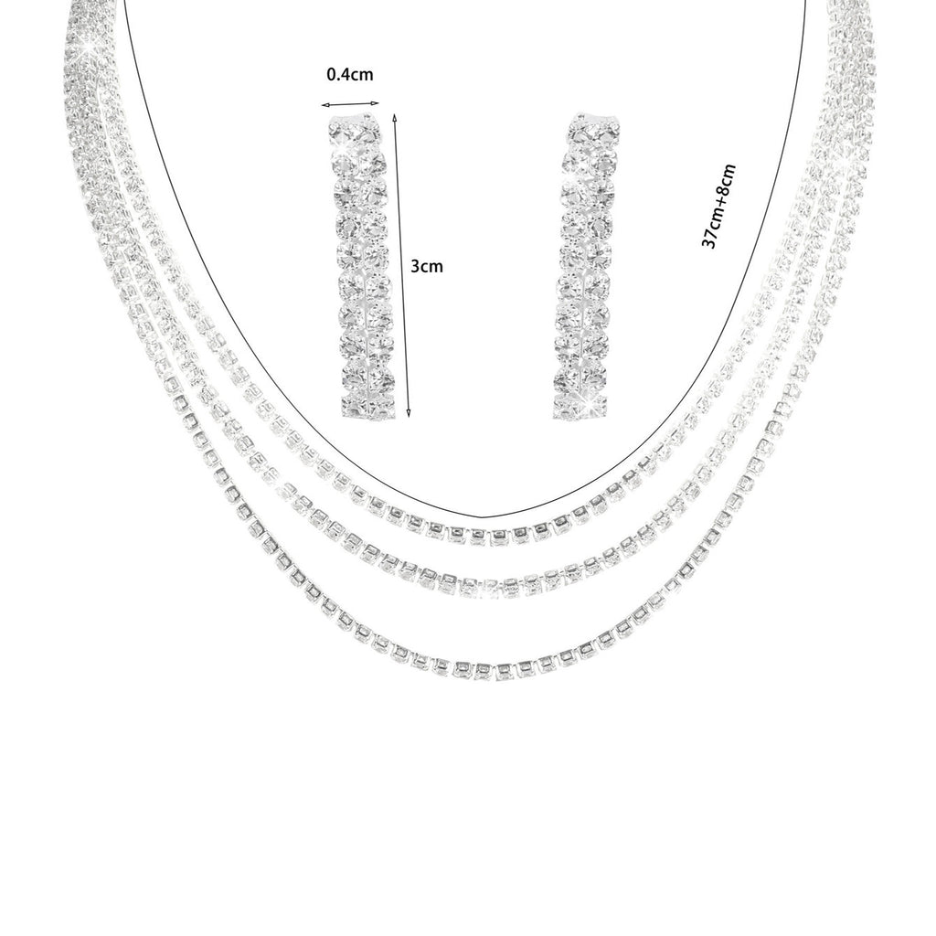 Europe and the United States cross-border hot diamond sparkling necklace earrings two-piece wedding dress accessories fashion jewelry suit