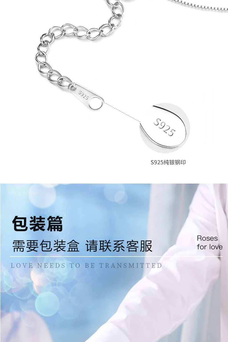 Classic S925 Sterling Silver Necklace for Women, New Chinoiserie Rose and Field Jade Pendant, Simple Accessible Luxury Niche Accessories