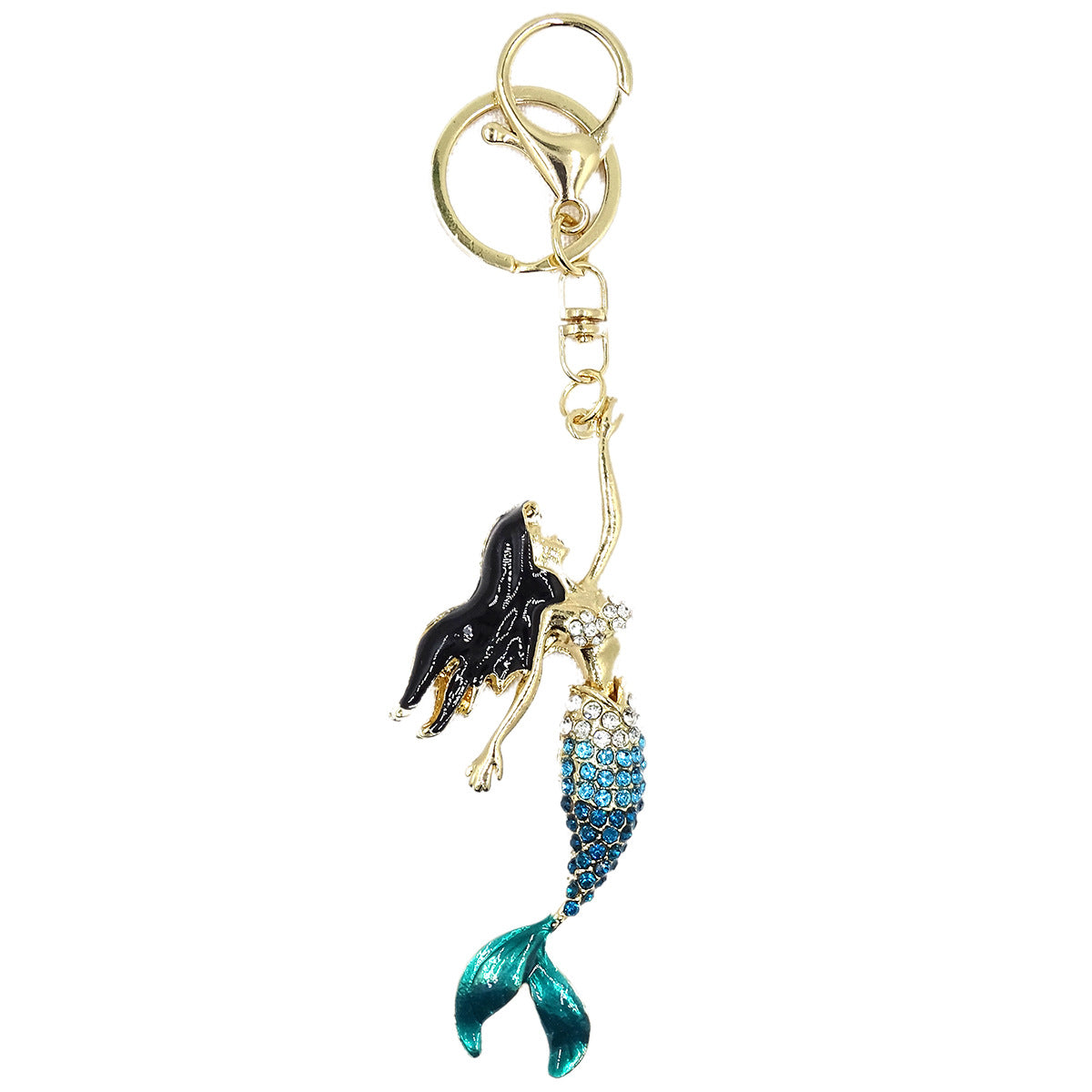 Creative Jewelry Stereo Diamond Enamel Mermaid Keychain Car Hanging Women's Bag Accessories Metal Key Ring