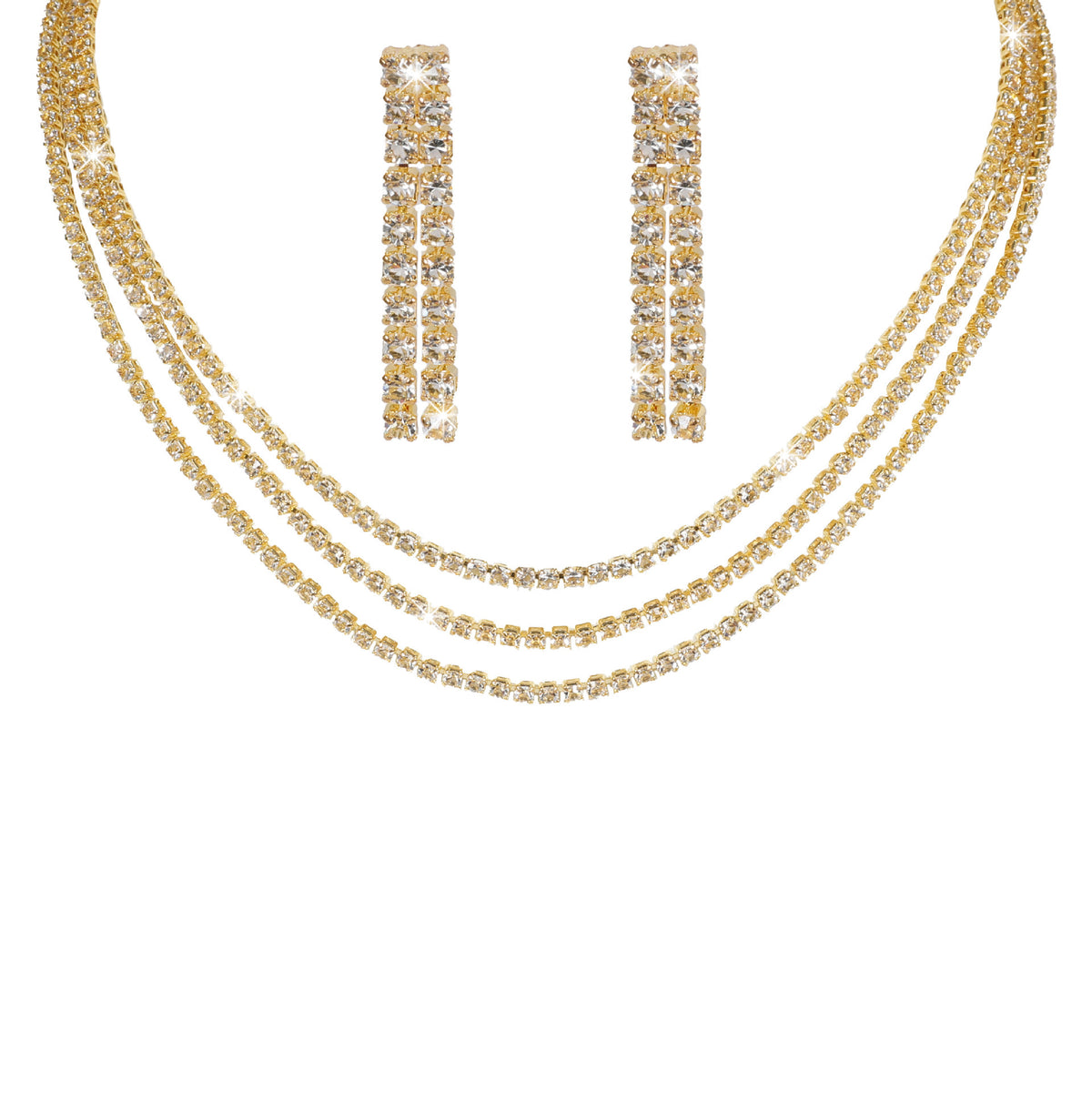Europe and the United States cross-border hot diamond sparkling necklace earrings two-piece wedding dress accessories fashion jewelry suit