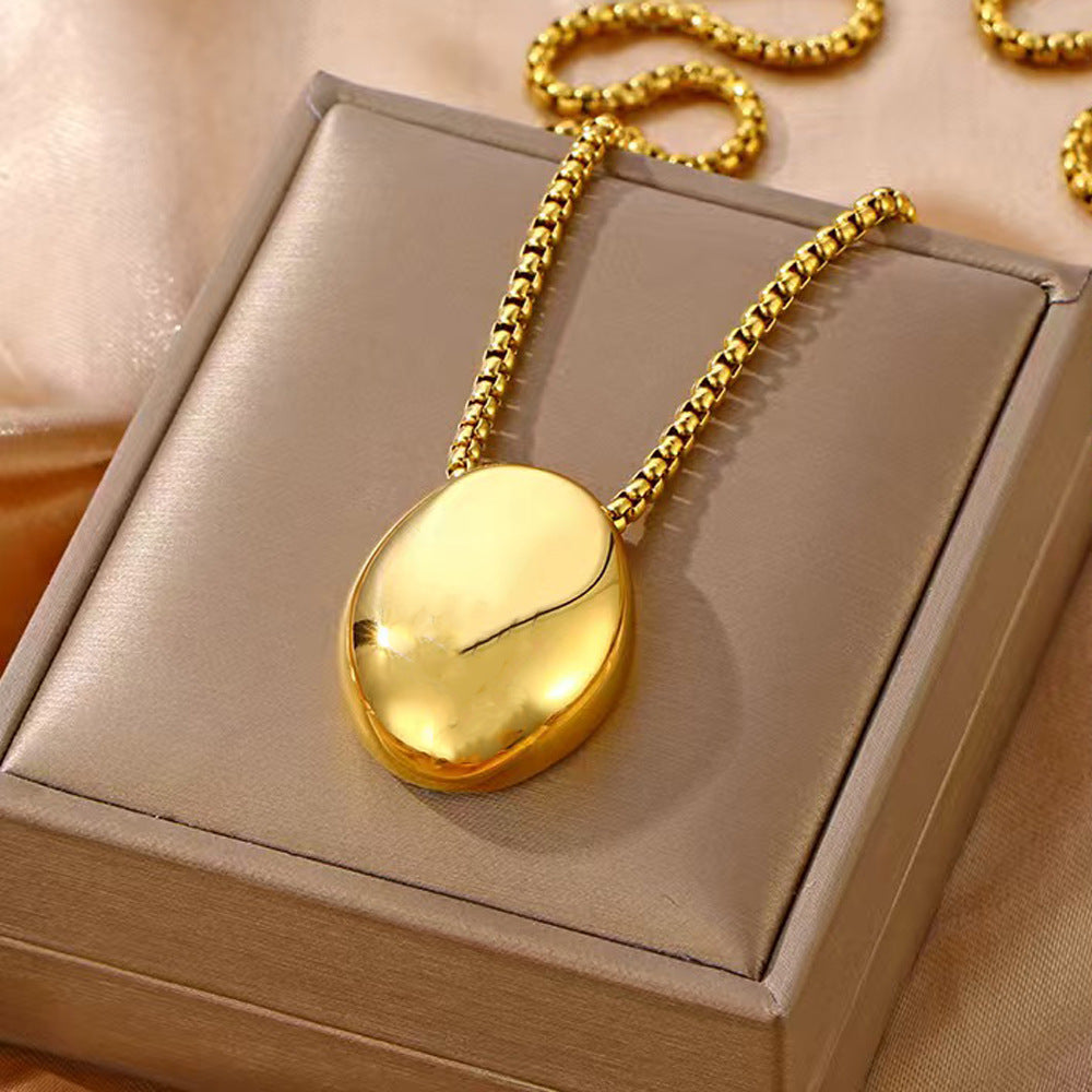 Article tendance style européen/américain – Best-seller international Collier long et épuré haut de gamme pour femme avec pendentif ovale – Vente en gros de bijoux de Qingdao