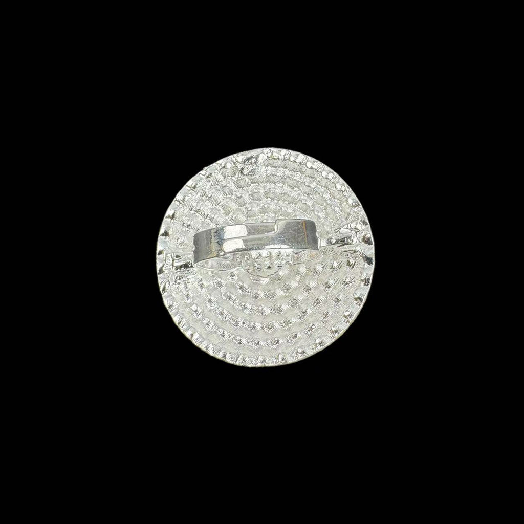 Bague tendance haut de gamme – Anneau géométrique rond avec effet irisé (couleur AB) et strass – Accessoire polyvalent et original