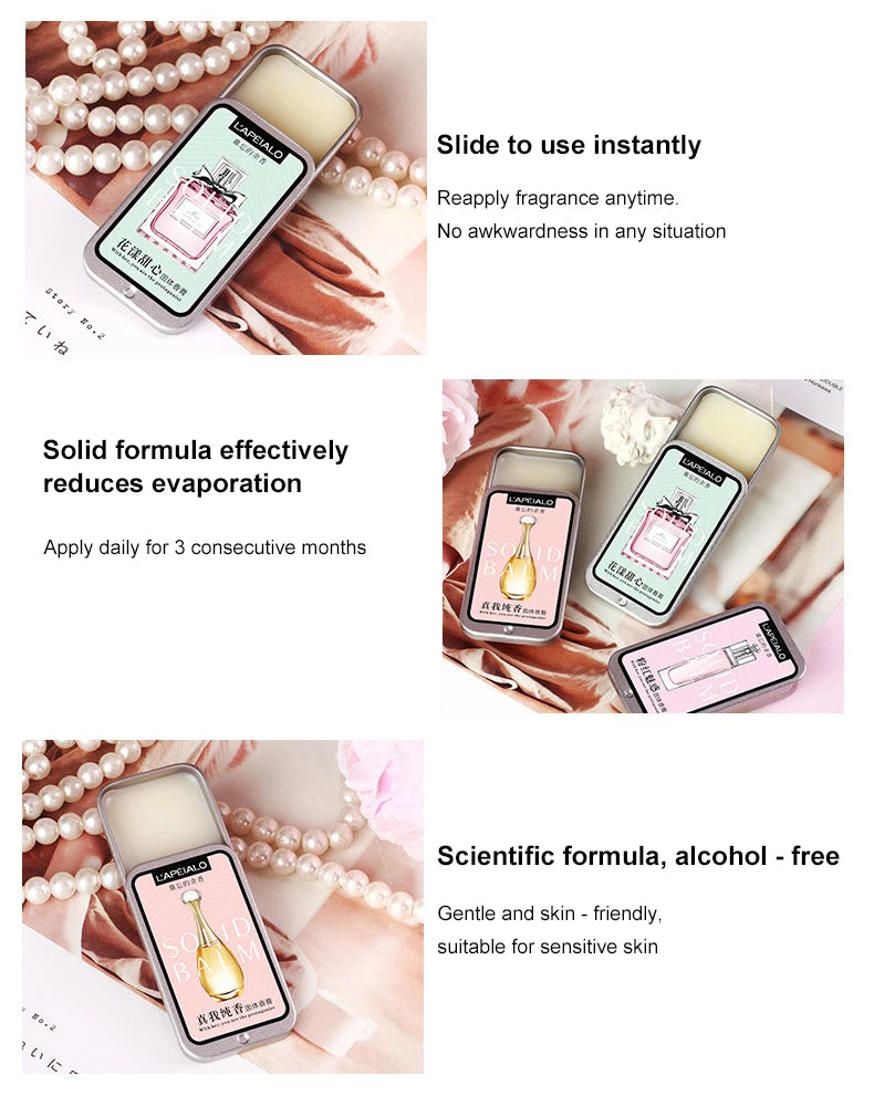 Baume solide parfumé aux phéromones pour femme, parfum longue durée, fragrance légère, baume parfumé solide portable