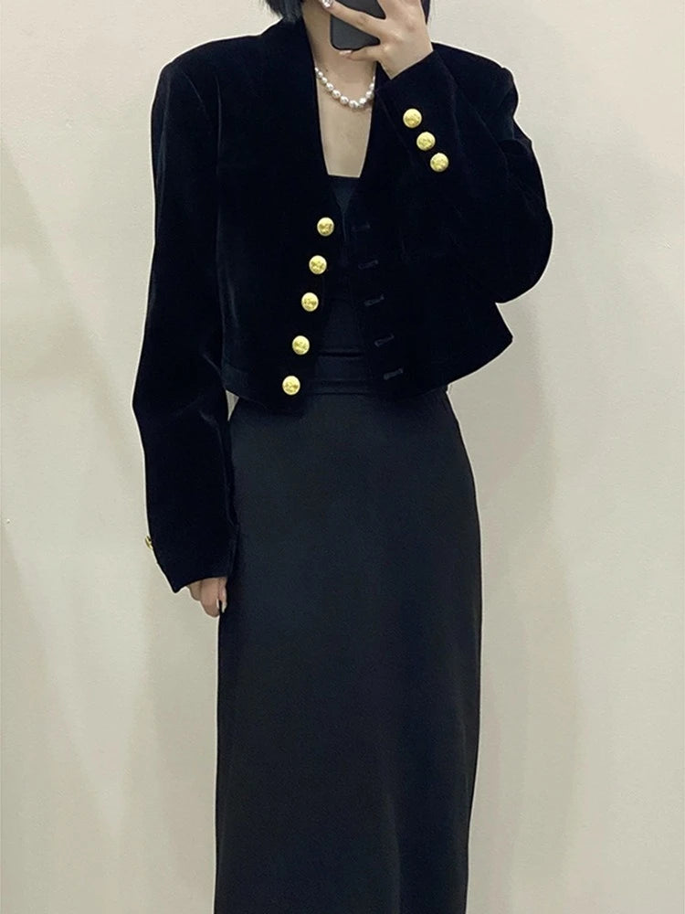 Manteau court en velours pour femmes, nouveau Style à la mode, haut amincissant et polyvalent, automne