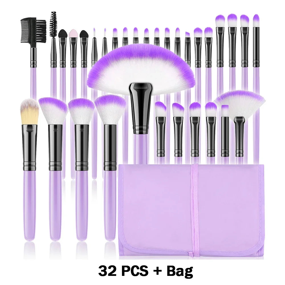 Nouvel ensemble de 10/32 pinceaux de maquillage doux et moelleux pour poudre, fond de teint, contour, fard à joues, correcteur, fard à paupières, estompeur et illuminateur – Outil de beauté