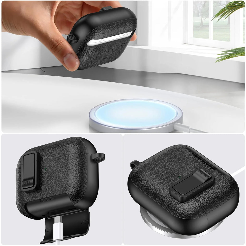 Support de téléphone étui cortex pour AirPods Pro 3 housse de casque Bluetooth pour AirPods Pro 2 ou AirPods 1 2 3 4 Pro étui avec crochet