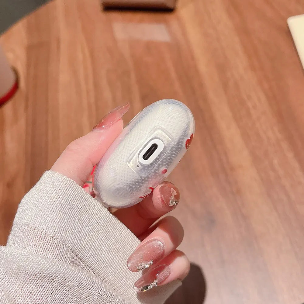 Étui de protection pour écouteurs OPPO Enco Buds 2, housse souple avec nœud de dessin animé cerise pour casque OPPO Enco Air 2i avec porte-clés