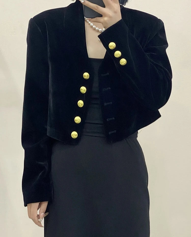 Manteau court en velours pour femmes, nouveau Style à la mode, haut amincissant et polyvalent, automne