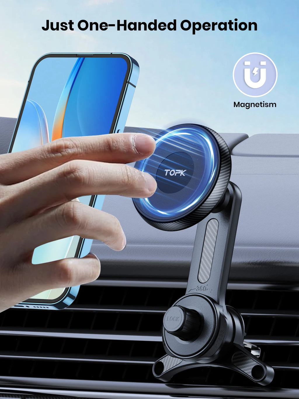 TOPK support de téléphone magnétique pour voiture pour support de téléphone Magsafe, support de téléphone de voiture pour grille d'aération, berceau de voiture pour iPhone série 15/14/13/12