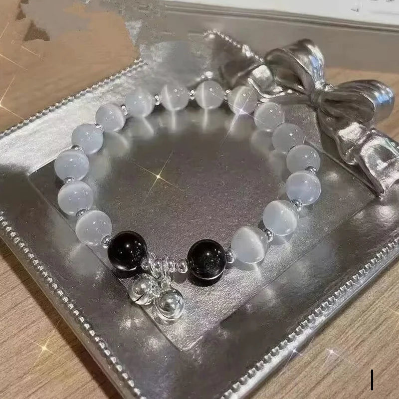 Bracelet pendentif lapin en pierre de lune pour femme, cristal, opale blanche, pierre naturelle, brin perlé, bijoux faits à la main, mode