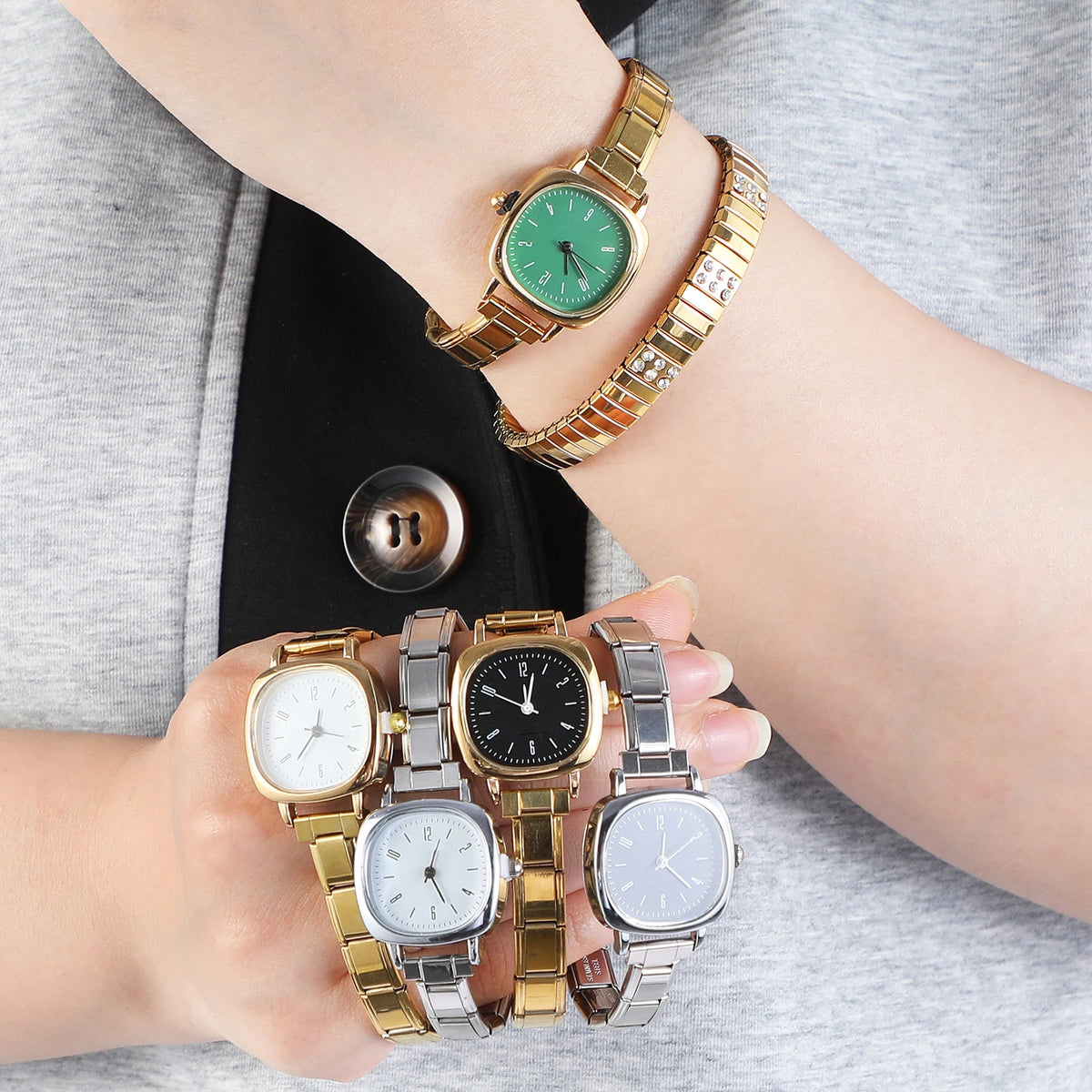 Connecteur de montre de mode en acier inoxydable, lien de charme italien de 9MM, en-tête de montre carrée pour femmes, Bracelet de liaison, bijoux à bricoler soi-même, cadeau
