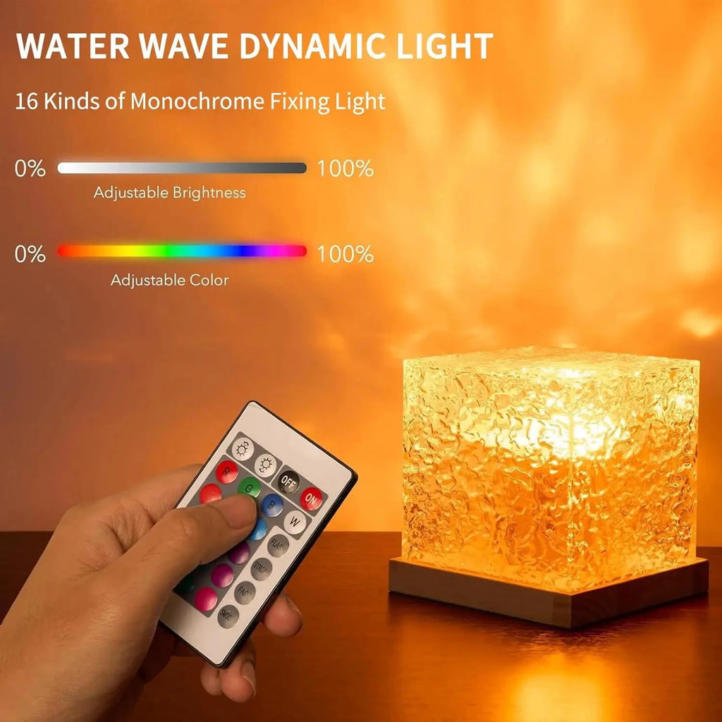 Lampe de nuit HOMEFISH RGB 16 couleurs avec télécommande, projecteur d'aurore océanique, lampe de table rechargeable pour la décoration de la maison et de la chambre à coucher