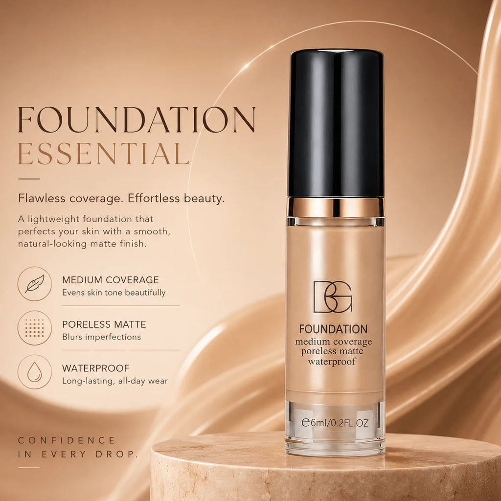 Ensemble de maquillage pour le visage : 1 poudre libre mate + 1 fond de teint waterproof, haute couvrance, longue tenue, contrôle du sébum, pour un look naturel.