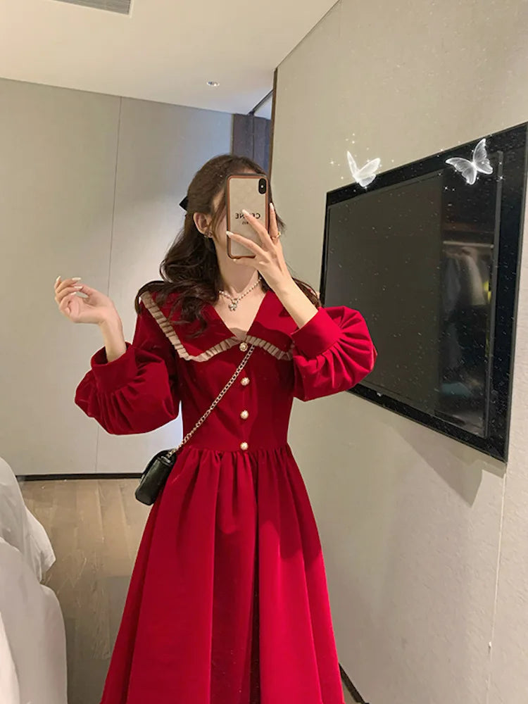 Robe en velours pour femmes, jupe longue Kimono à la mode, taille française, printemps automne