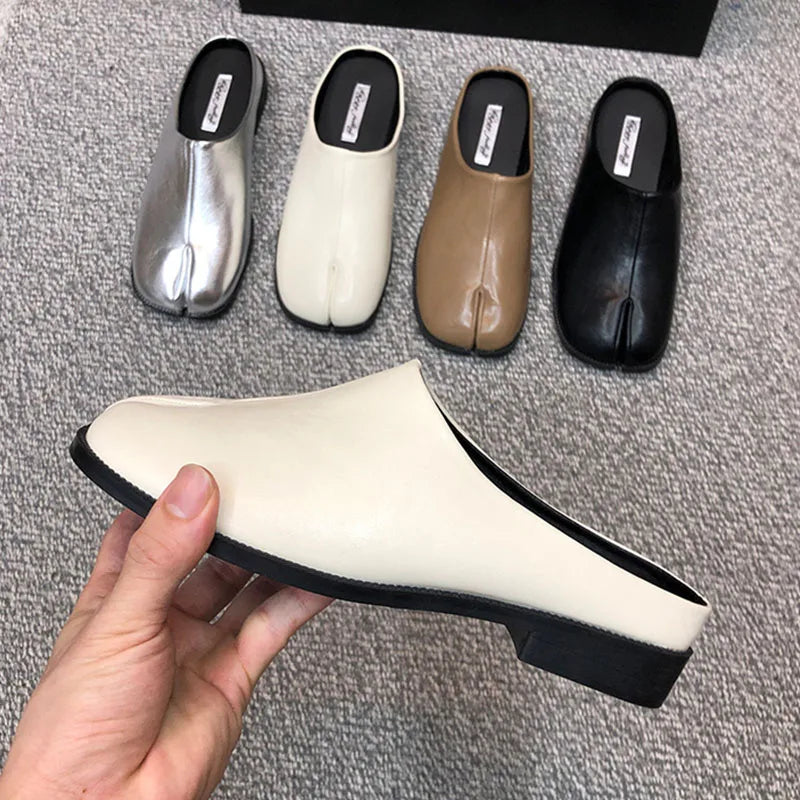 Chaussures d'intérieur et d'extérieur pour femmes, pantoufles plates, Mules à la mode, bout étrange, pantoufles, sandales pour dames