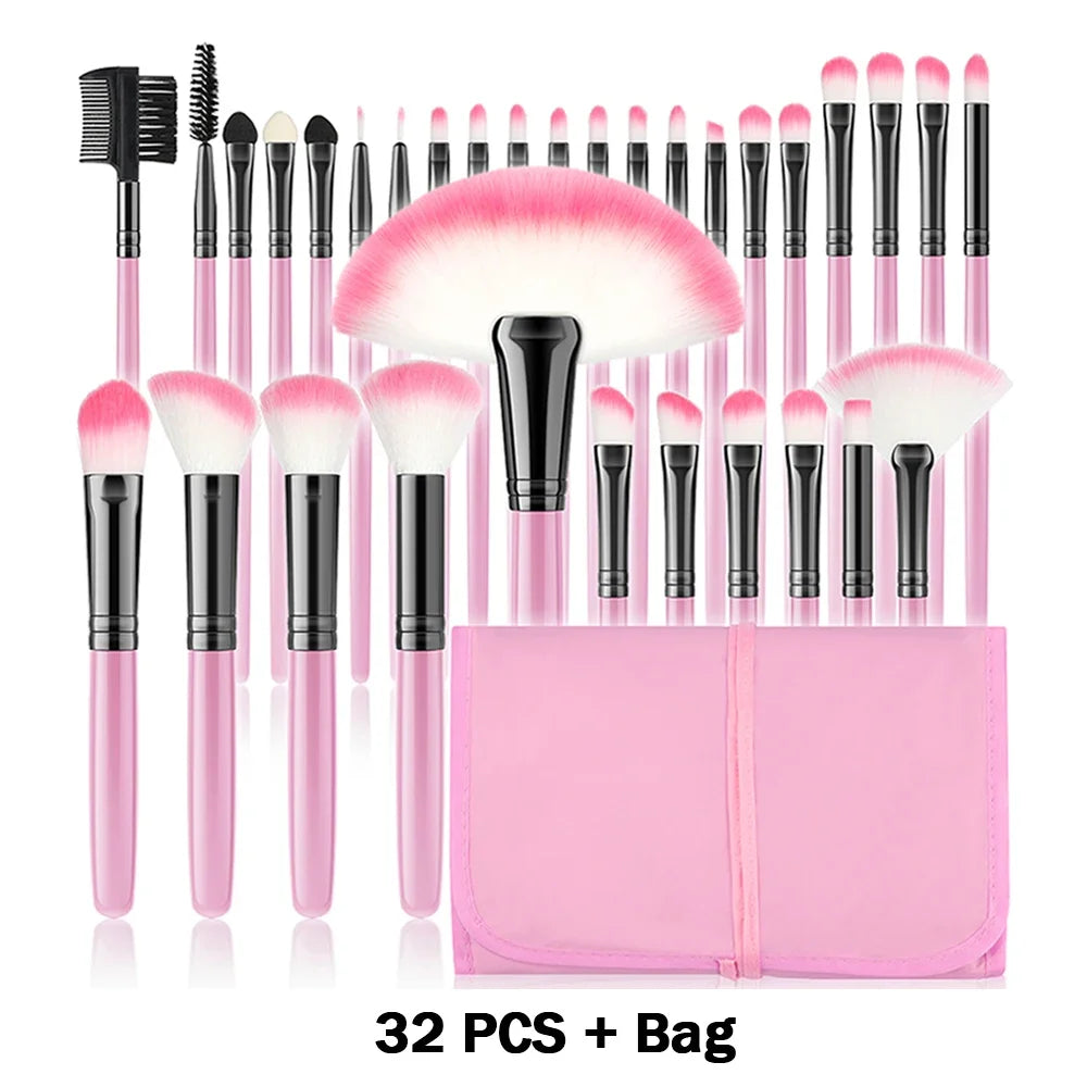 Nouvel ensemble de 10/32 pinceaux de maquillage doux et moelleux pour poudre, fond de teint, contour, fard à joues, correcteur, fard à paupières, estompeur et illuminateur – Outil de beauté