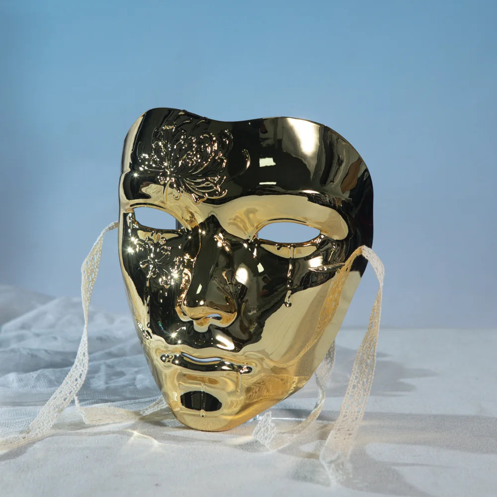 Masque de mascarade couleur métallique masque d'halloween visage complet pour femmes hommes Cosplay mascarade accessoires de Costume