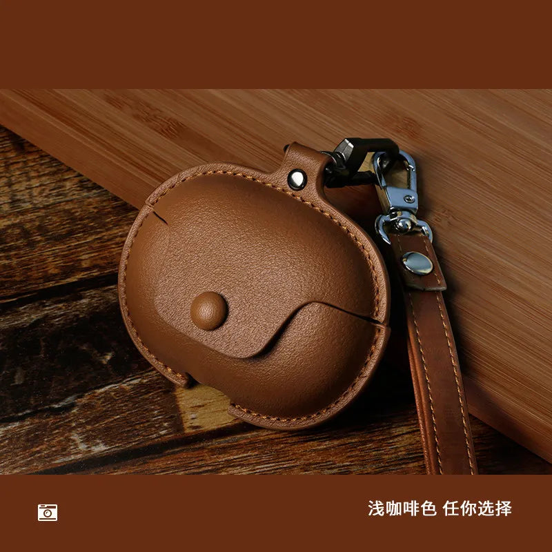 Étui de protection en cuir pour écouteurs OPPO Enco Clip 2, housse en cuir PU de qualité supérieure avec cordon anti-perte, protection intégrale antichoc