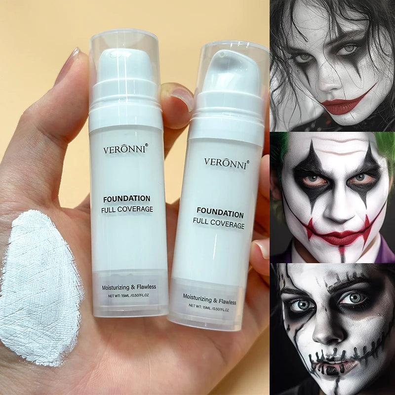Fond de teint professionnel blanc pour le visage, mélange de blanc clair mat, maquillage éclaircissant blanc pur pour Cosplay, fond de maquillage gothique