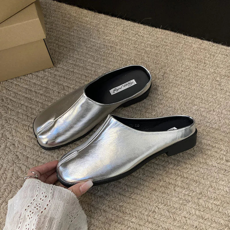 Chaussures d'intérieur et d'extérieur pour femmes, pantoufles plates, Mules à la mode, bout étrange, pantoufles, sandales pour dames