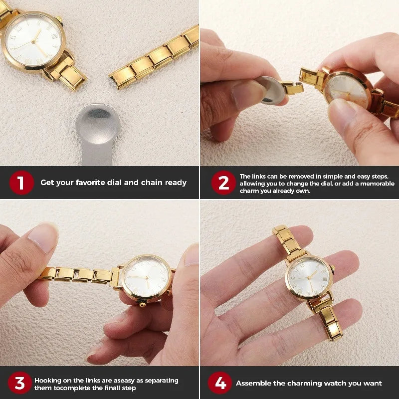 Connecteur de montre de mode en acier inoxydable, lien de charme italien de 9MM, en-tête de montre carrée pour femmes, Bracelet de liaison, bijoux à bricoler soi-même, cadeau