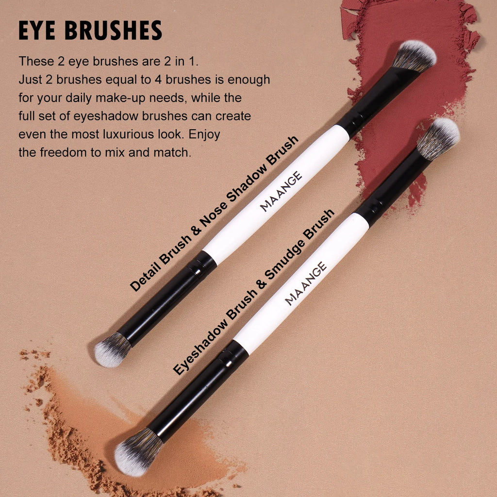 Pinceaux de maquillage MAANGE, lot de 6 pinceaux professionnels synthétiques pour fond de teint, anticernes, kabuki, visage, pinceaux de maquillage de voyage
