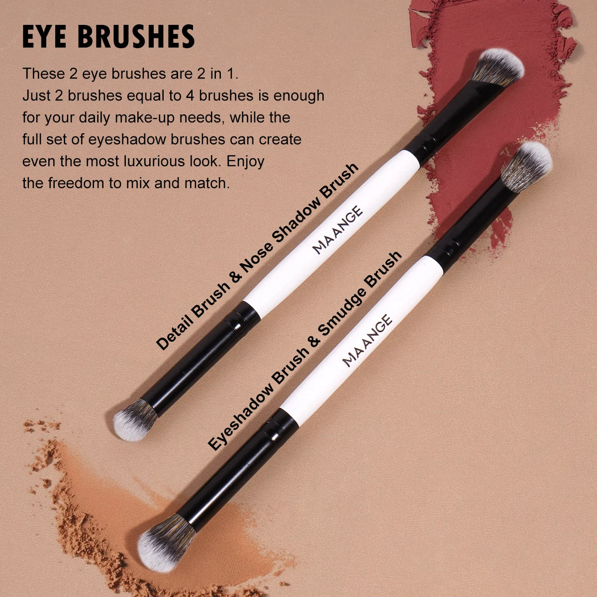 Pinceaux de maquillage MAANGE, lot de 6 pinceaux professionnels synthétiques pour fond de teint, anticernes, kabuki, visage, pinceaux de maquillage de voyage