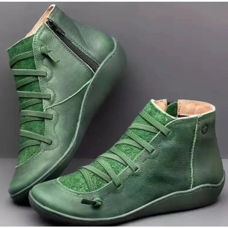 Bottes à lacets pour femmes, bottes de neige courtes Vintage, chaussures antidérapantes, Socofy Chaussures Femmes