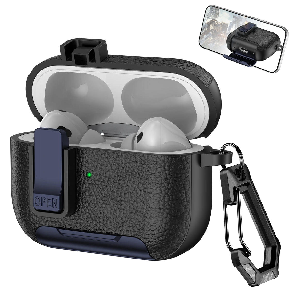 Support de téléphone étui cortex pour AirPods Pro 3 housse de casque Bluetooth pour AirPods Pro 2 ou AirPods 1 2 3 4 Pro étui avec crochet