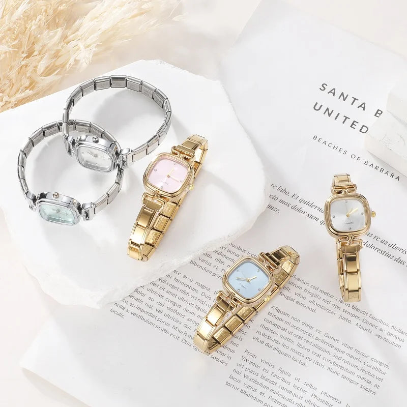 Montre Simple en acier inoxydable pour femmes, adaptée au Bracelet de 9mm, pour étudiant, ami, femme, anniversaire, bijoux à bricoler soi-même, cadeau, vente en gros