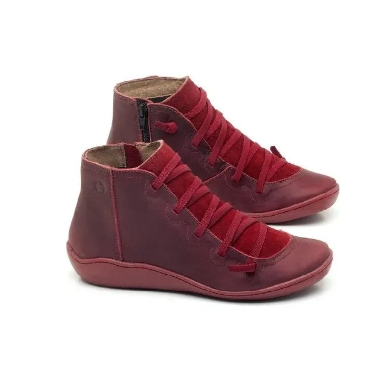 Bottes à lacets pour femmes, bottes de neige courtes Vintage, chaussures antidérapantes, Socofy Chaussures Femmes
