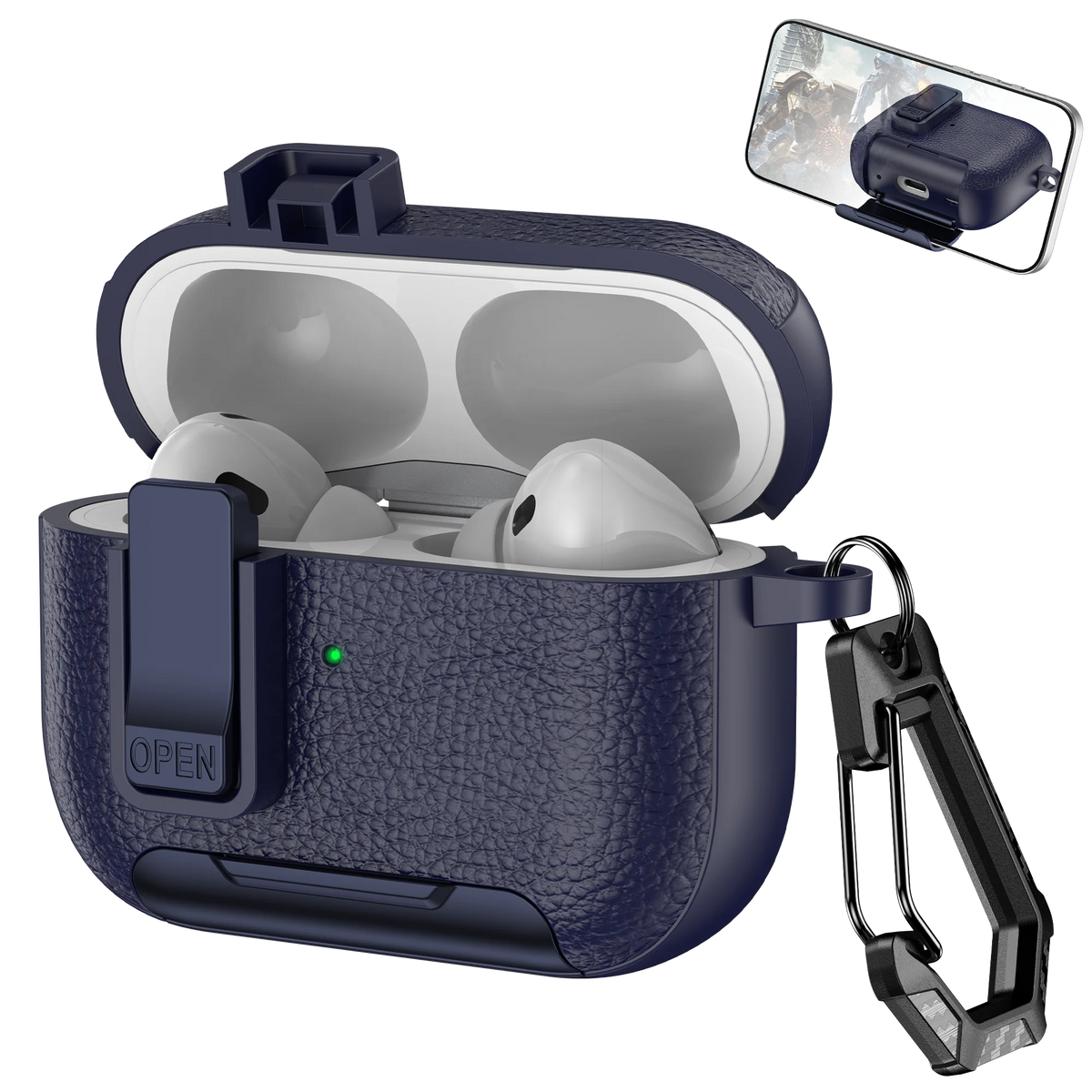 Support de téléphone étui cortex pour AirPods Pro 3 housse de casque Bluetooth pour AirPods Pro 2 ou AirPods 1 2 3 4 Pro étui avec crochet
