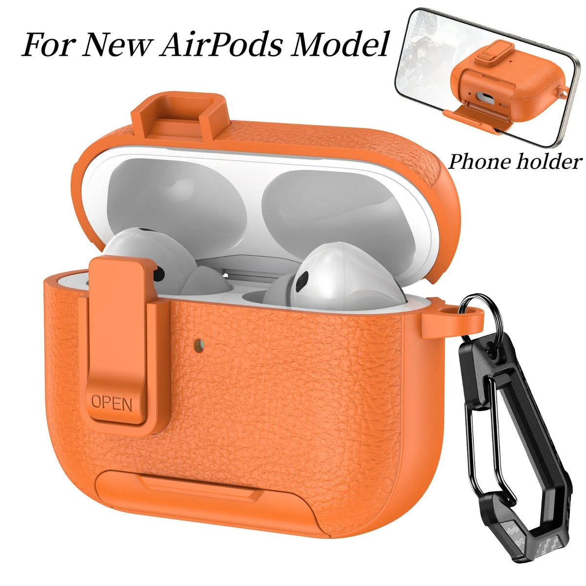 Support de téléphone étui cortex pour AirPods Pro 3 housse de casque Bluetooth pour AirPods Pro 2 ou AirPods 1 2 3 4 Pro étui avec crochet