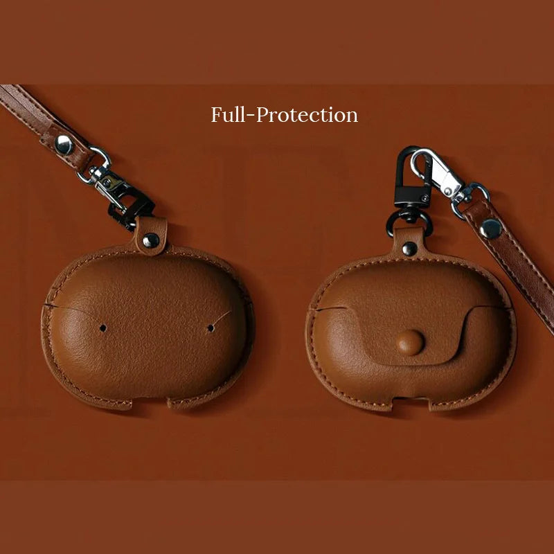 Étui de protection en cuir pour écouteurs OPPO Enco Clip 2, housse en cuir PU de qualité supérieure avec cordon anti-perte, protection intégrale antichoc