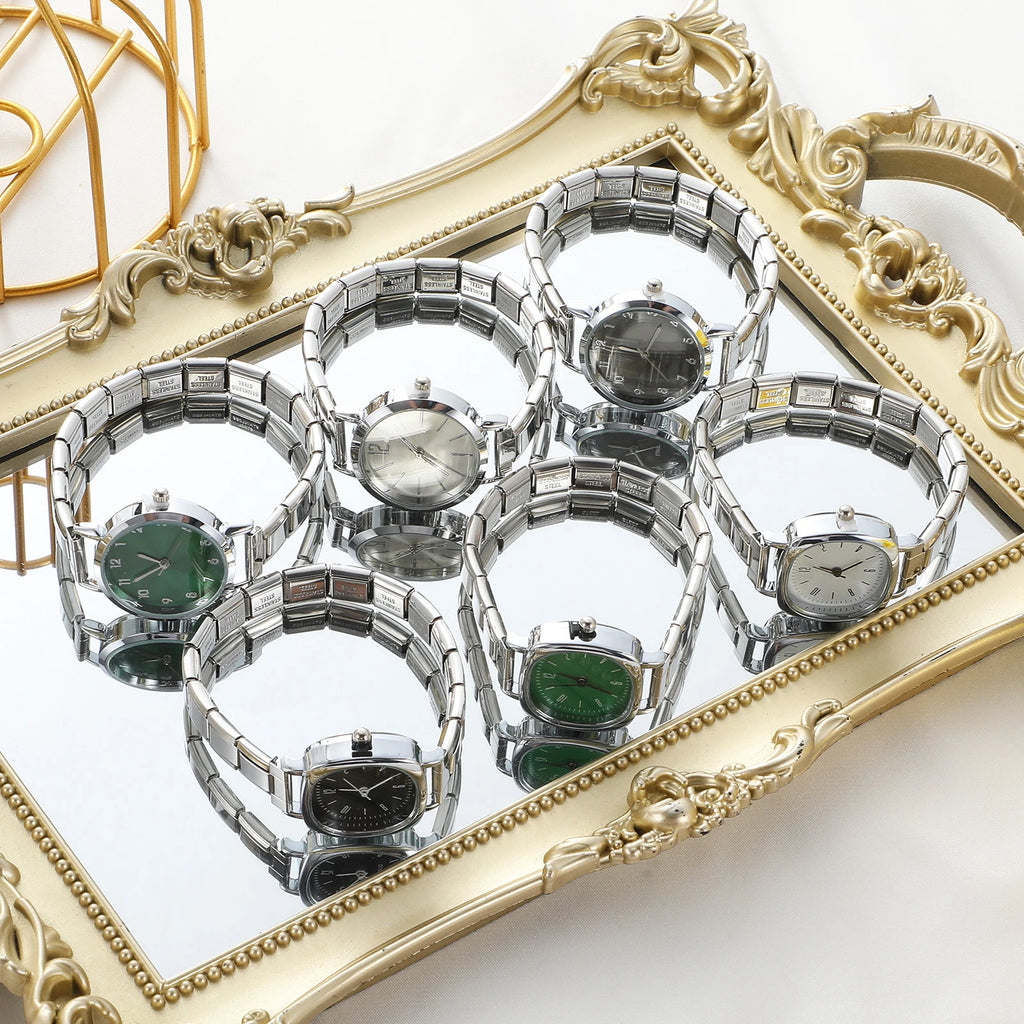 Connecteur de montre de mode en acier inoxydable, lien de charme italien de 9MM, en-tête de montre carrée pour femmes, Bracelet de liaison, bijoux à bricoler soi-même, cadeau