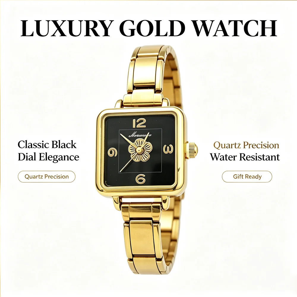 Montre à breloques DIY 9MM, style vintage de luxe, en acier inoxydable, bracelet à maillons italiens dorés pour femme, idéale pour le bureau au quotidien