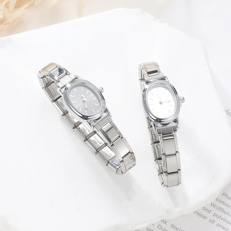 Montre Simple en acier inoxydable pour femmes, adaptée au Bracelet de 9mm, pour étudiant, ami, femme, anniversaire, bijoux à bricoler soi-même, cadeau, vente en gros