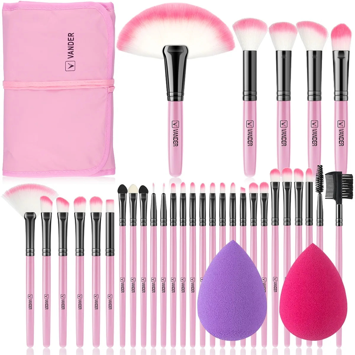 Nouvel ensemble de 10/32 pinceaux de maquillage doux et moelleux pour poudre, fond de teint, contour, fard à joues, correcteur, fard à paupières, estompeur et illuminateur – Outil de beauté