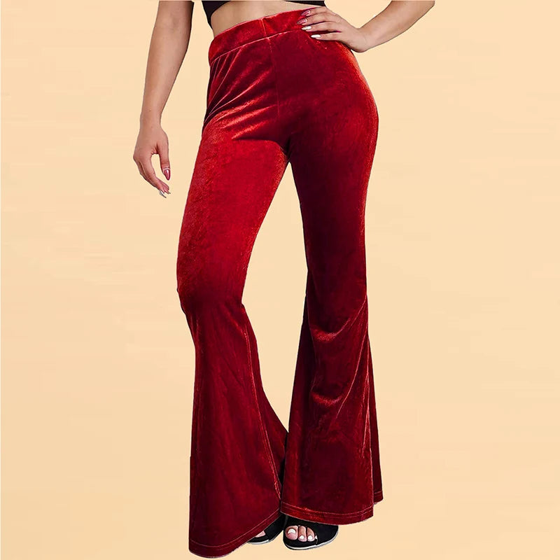 Pantalon évasé en velours pour femme, pantalon à cloche, coupe couvertes, taille haute, décontracté, automne, hiver