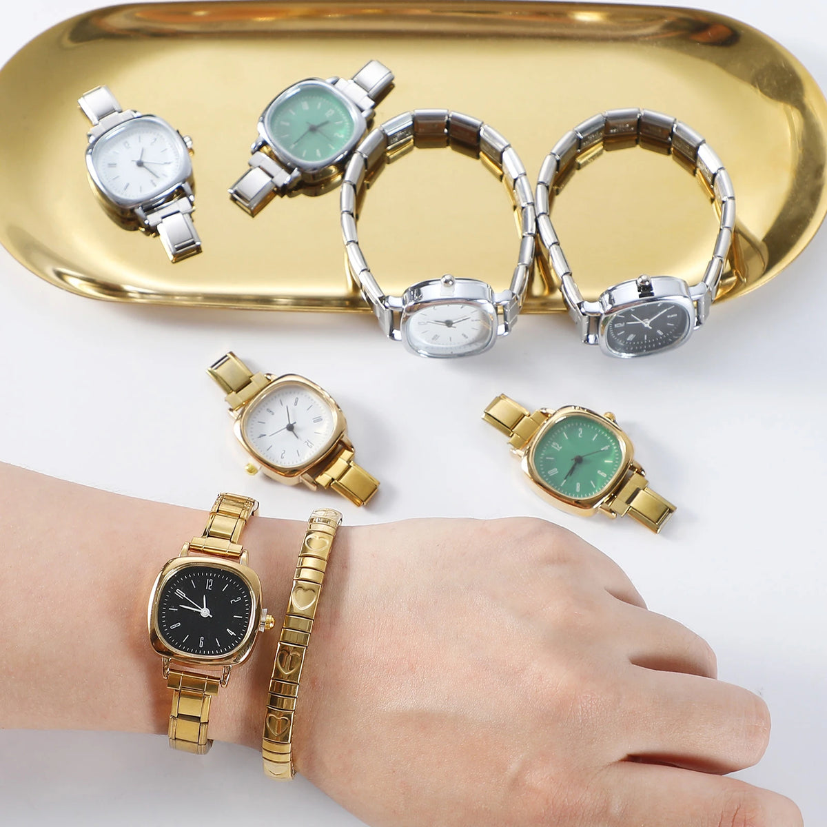 Connecteur de montre de mode en acier inoxydable, lien de charme italien de 9MM, en-tête de montre carrée pour femmes, Bracelet de liaison, bijoux à bricoler soi-même, cadeau