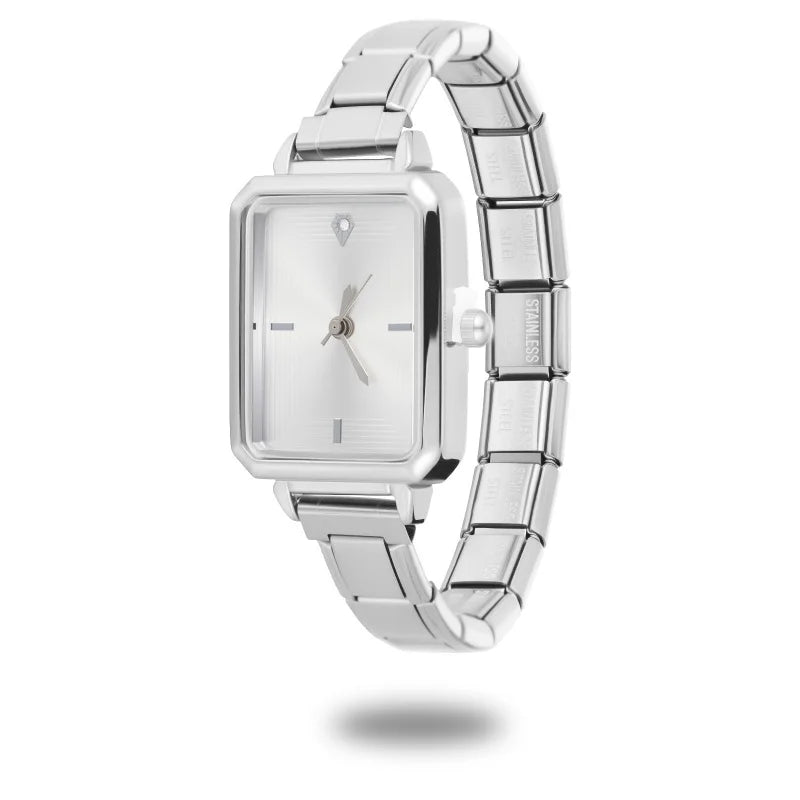 Connecteur de montre de mode en acier inoxydable, lien de charme italien de 9MM, en-tête de montre carrée pour femmes, Bracelet de liaison, bijoux à bricoler soi-même, cadeau