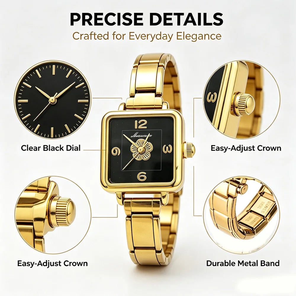 Montre à breloques DIY 9MM, style vintage de luxe, en acier inoxydable, bracelet à maillons italiens dorés pour femme, idéale pour le bureau au quotidien