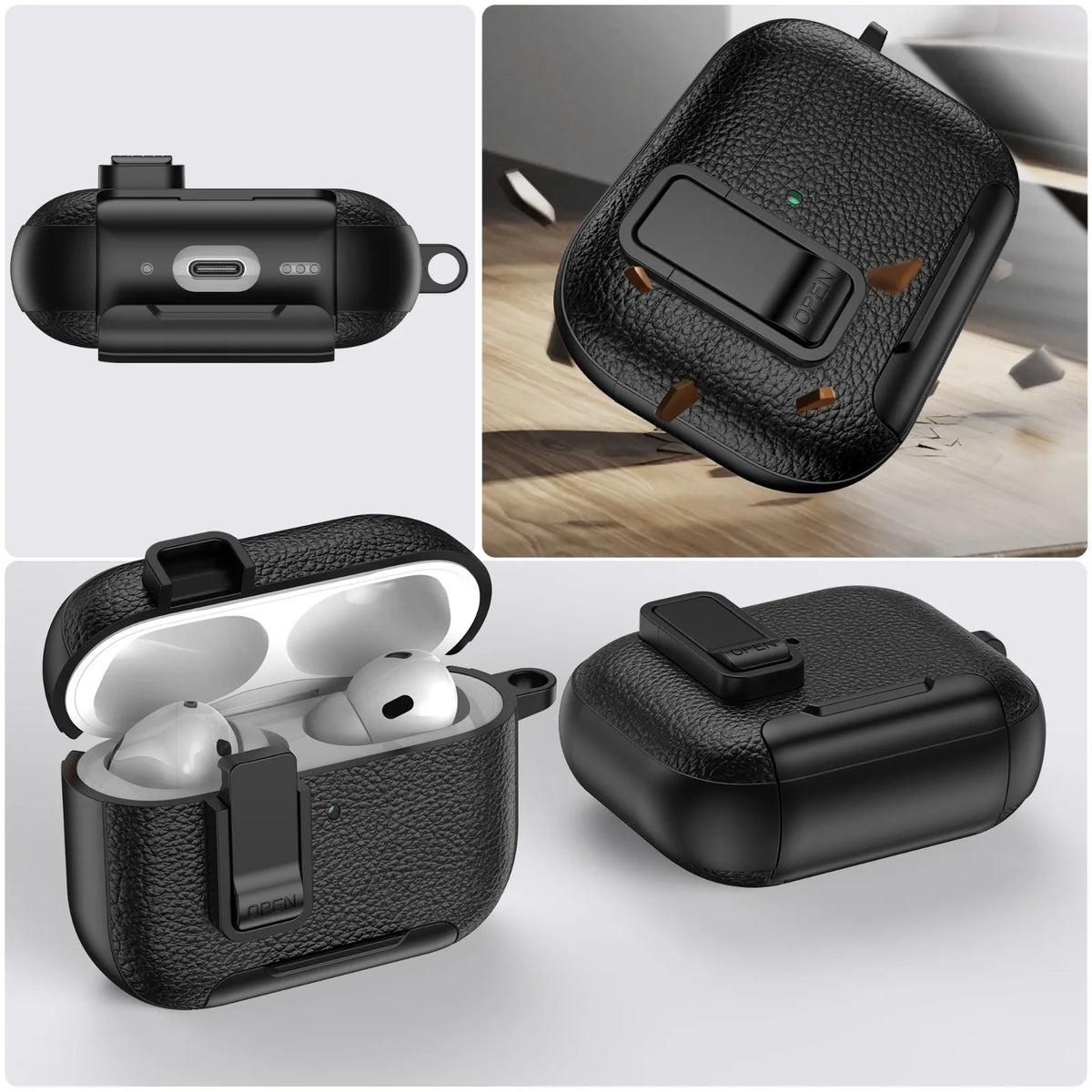 Support de téléphone étui cortex pour AirPods Pro 3 housse de casque Bluetooth pour AirPods Pro 2 ou AirPods 1 2 3 4 Pro étui avec crochet