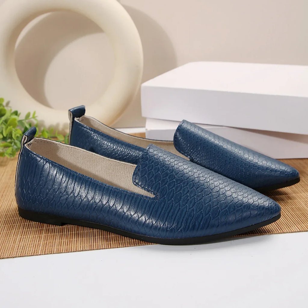 Chaussures pour femmes mocassins en cuir PU ballerines bout pointu pieds nus Slip-on décontracté talon bas mode pierre modèle femme chaussure plate