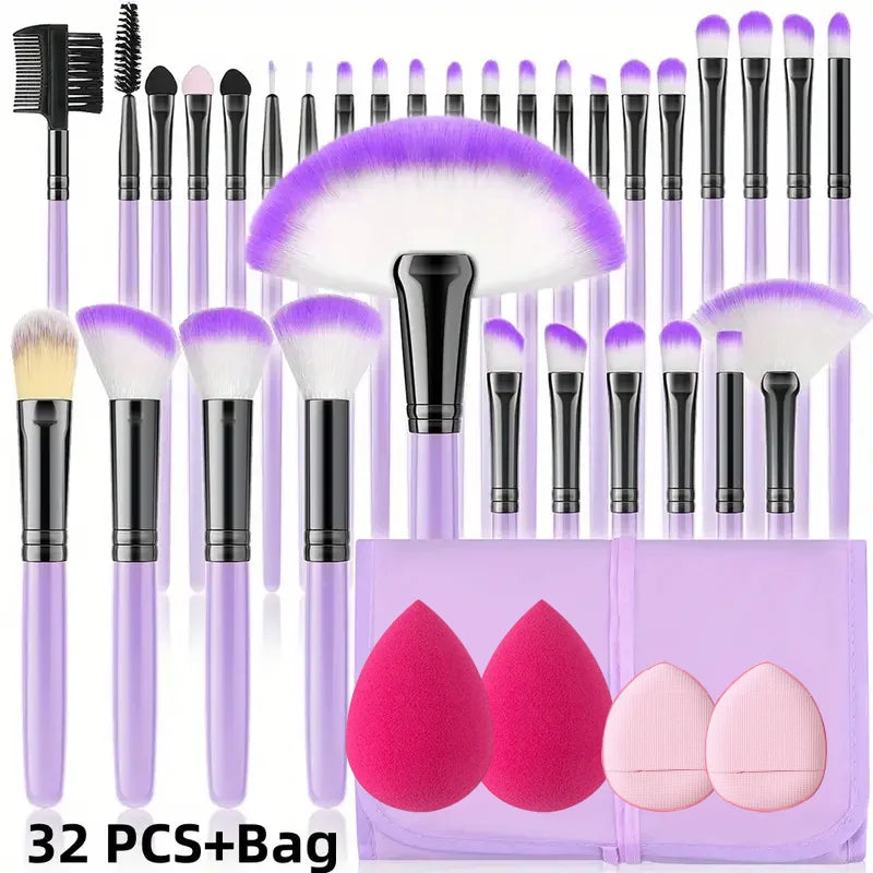 Nouvel ensemble de 10/32 pinceaux de maquillage doux et moelleux pour poudre, fond de teint, contour, fard à joues, correcteur, fard à paupières, estompeur et illuminateur – Outil de beauté