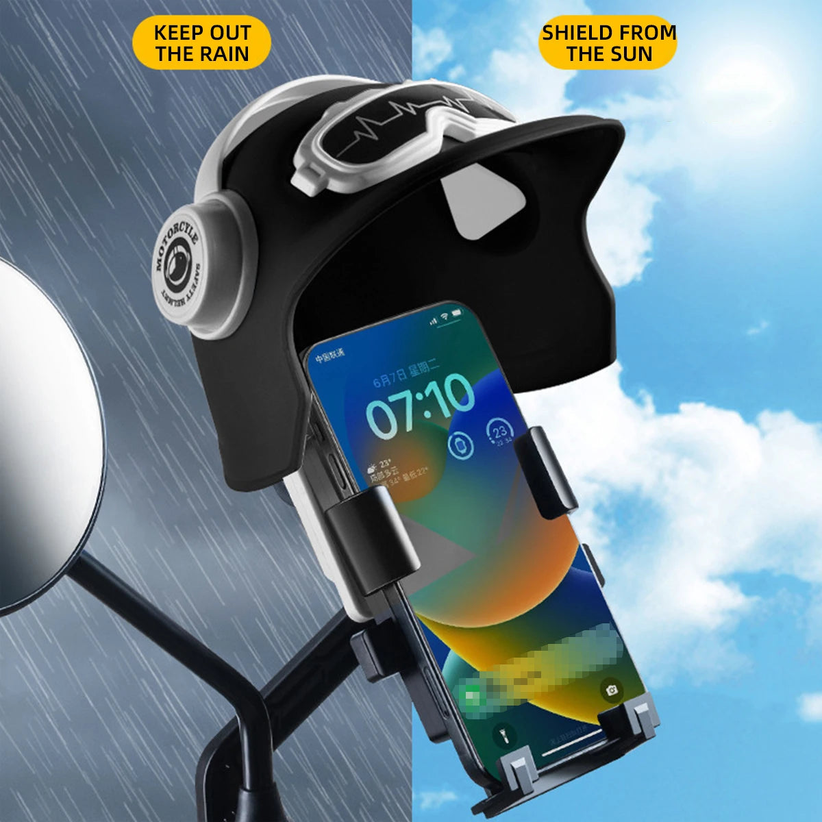 1pc petit casque cavalier moto support pour téléphone portable vélo électrique étanche parasol Navigation support pour téléphone portable