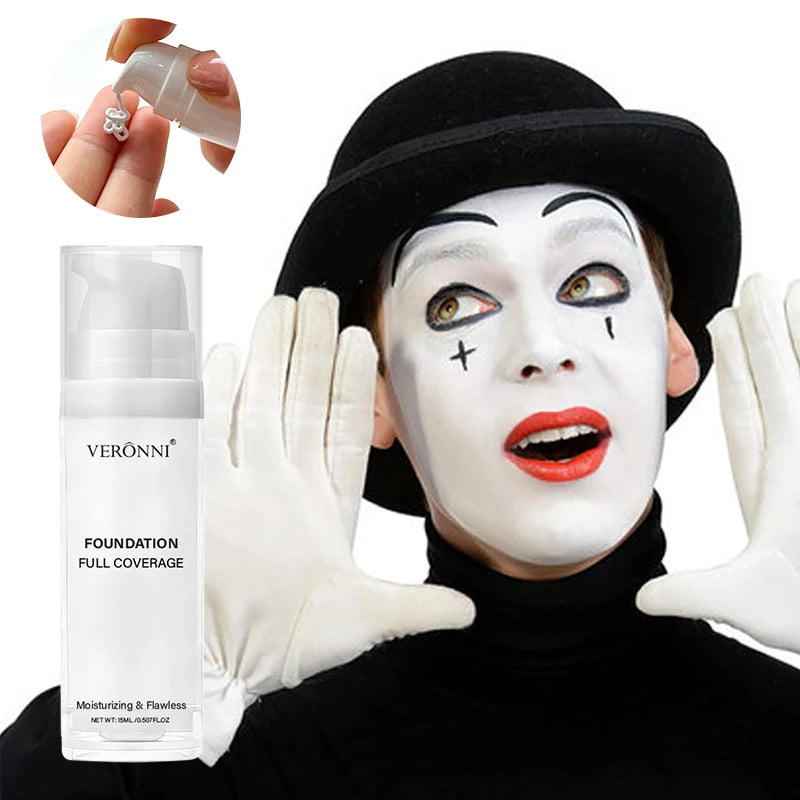 Fond de teint professionnel blanc pour le visage, mélange de blanc clair mat, maquillage éclaircissant blanc pur pour Cosplay, fond de maquillage gothique