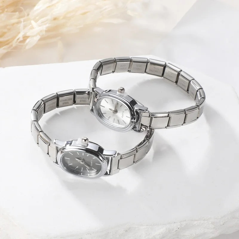Montre Simple en acier inoxydable pour femmes, adaptée au Bracelet de 9mm, pour étudiant, ami, femme, anniversaire, bijoux à bricoler soi-même, cadeau, vente en gros