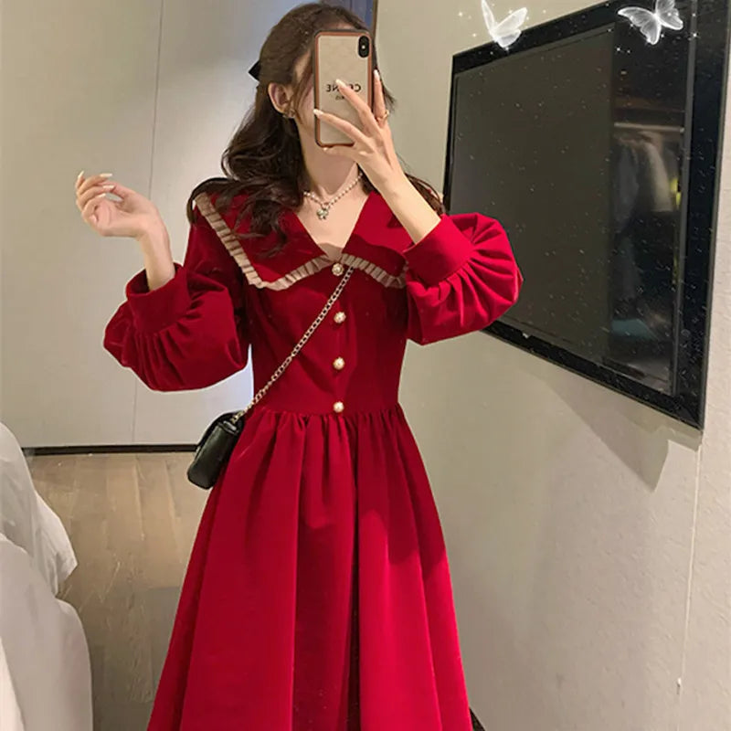 Robe en velours pour femmes, jupe longue Kimono à la mode, taille française, printemps automne