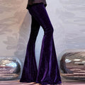 Mode velours pantalon femmes taille haute pantalon évasé pour les femmes automne hiver Stretch pantalon de fête rouge